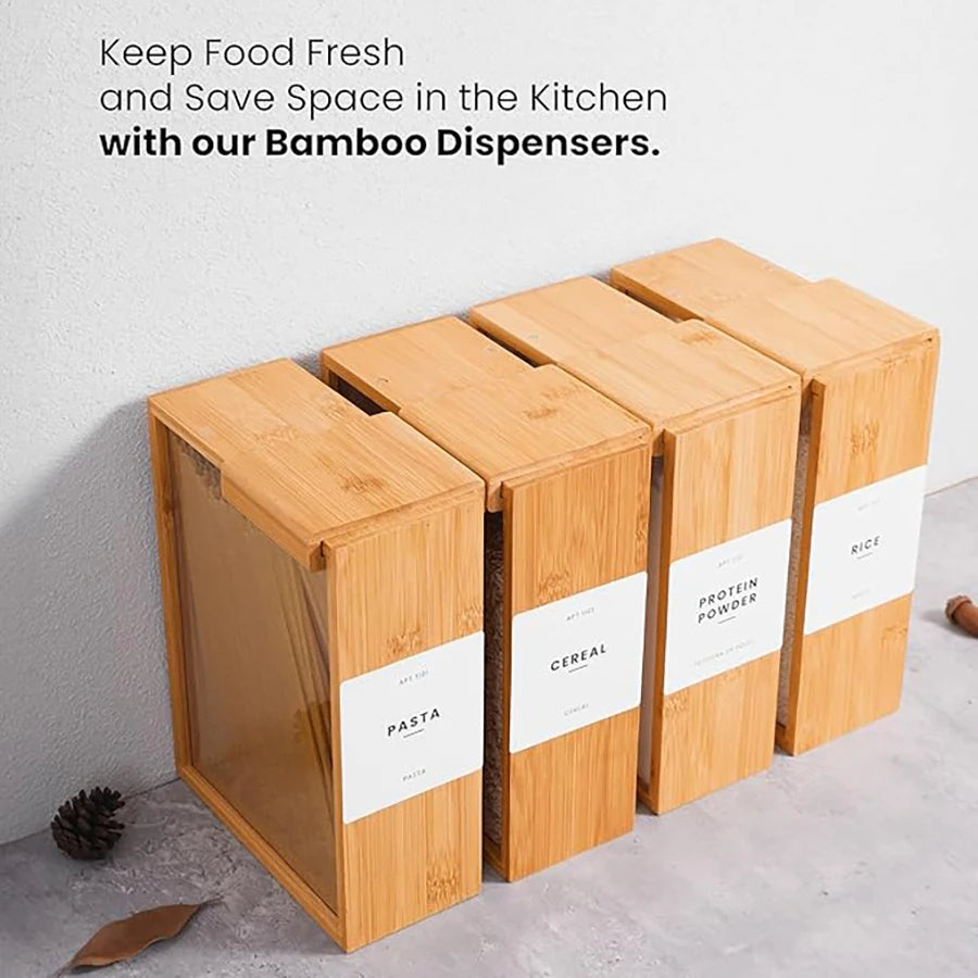 Bamboo Cereal Dispenser and Food Storage Container 1