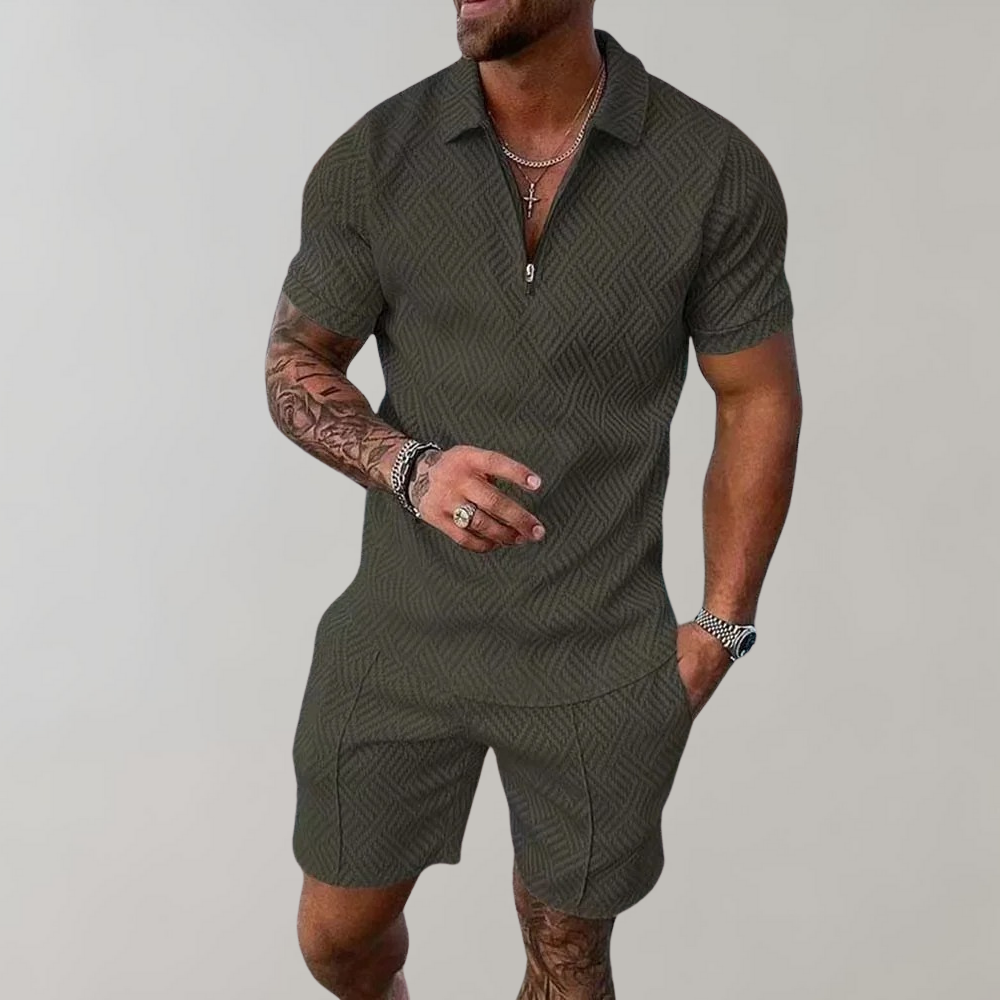 Peter | Stylish Zip Polo & Shorts Set