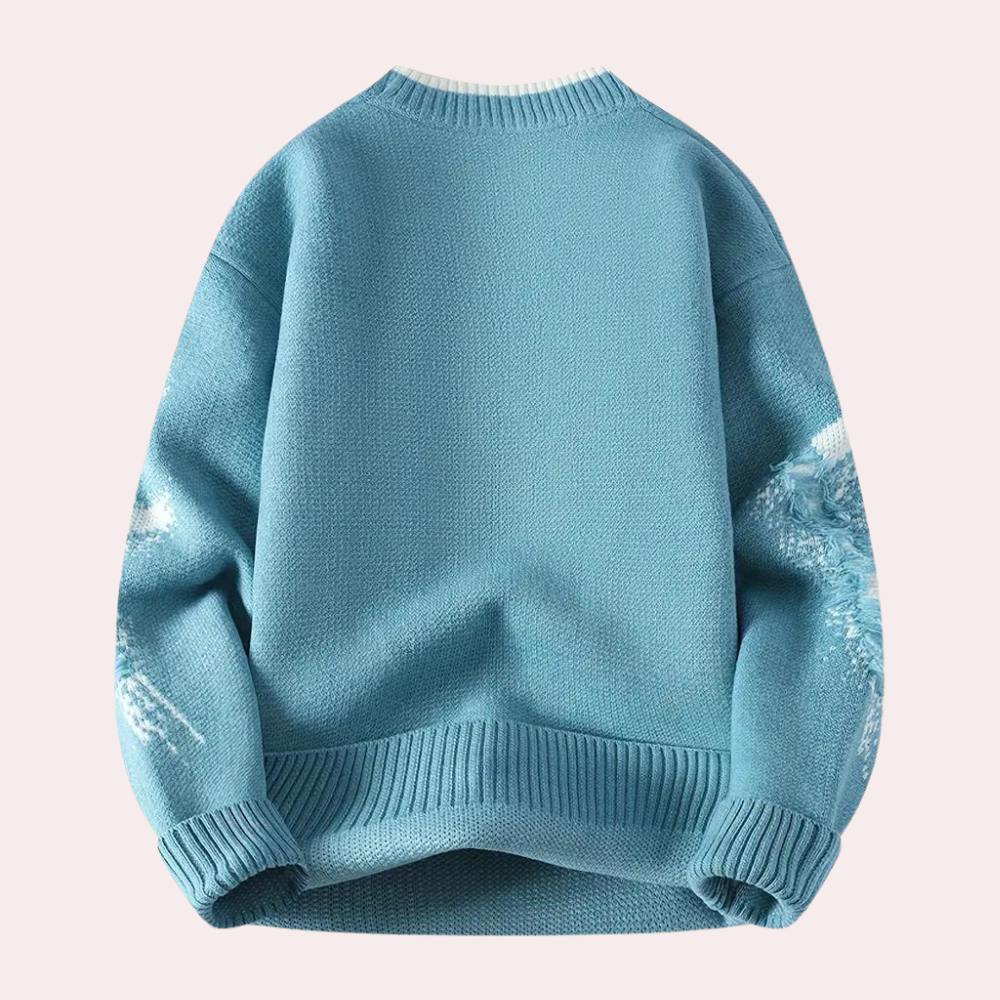Men's casual distressed knitted sweater-5
