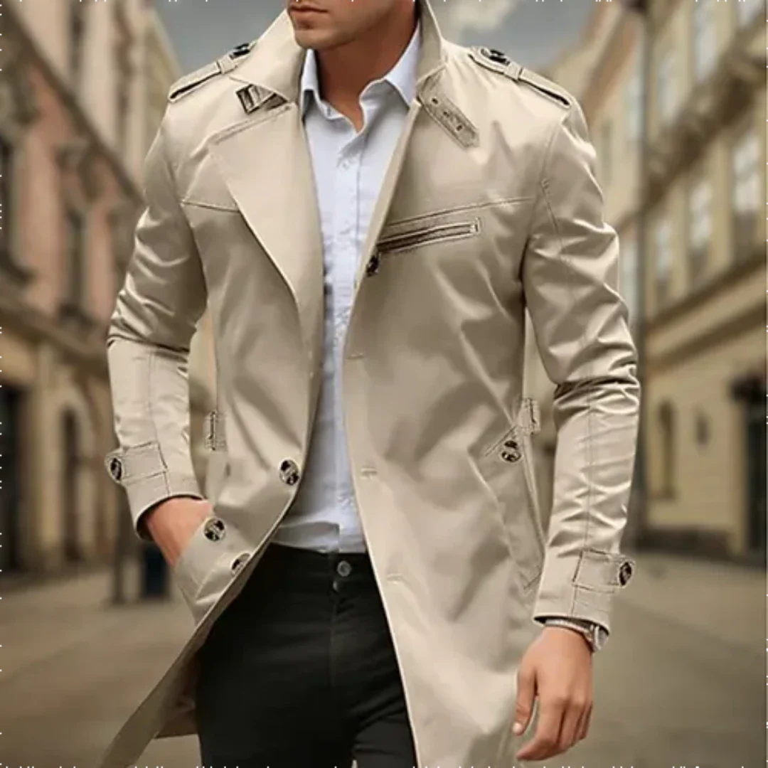 Cayseon | Men's two -row trench Water -repellent-3