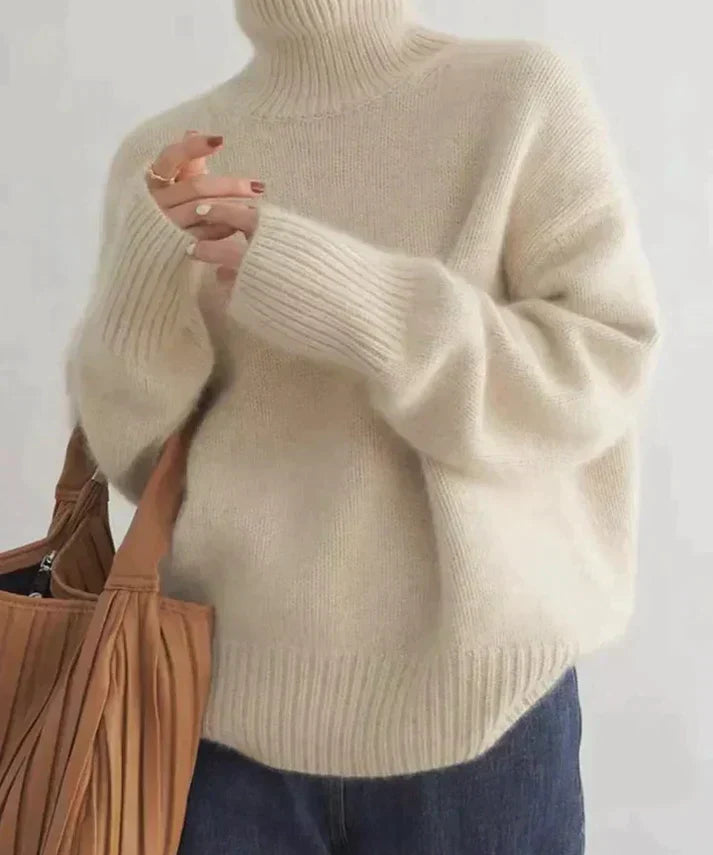 Kashmir sweater with turtleneck for stylish women-1