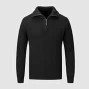 Men’s Half-Zip Sweater - Textured Knit - High Collar - Ribbed Cuffs & Hem - Casual Wear-3