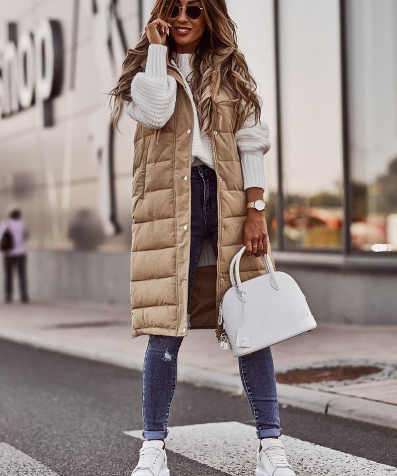 Juliette Bodywarmer | Stylish quilted knee-length vest for women