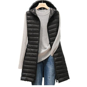 Beaumont Bodywarmer | Chic long gilet with hood for women