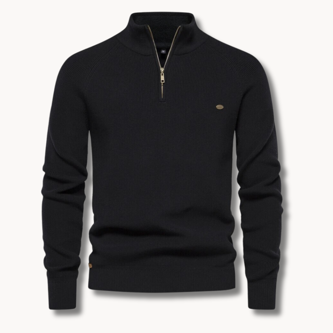 Men’s Sweater – Cotton Blend – Classic Fit – Half-Zip Collar – Ribbed Trim-3