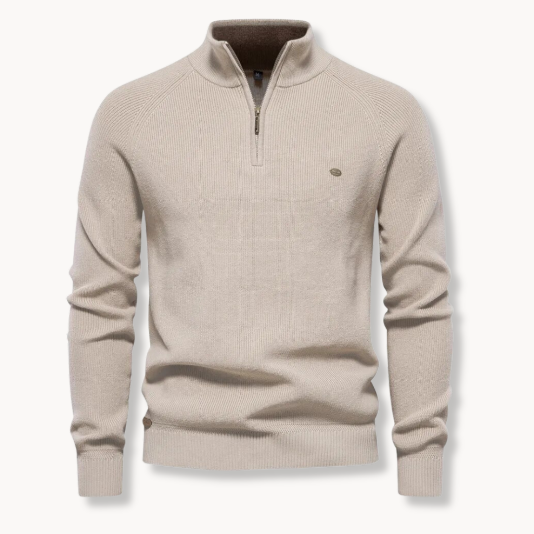 Men’s Sweater – Cotton Blend – Classic Fit – Half-Zip Collar – Ribbed Trim-2