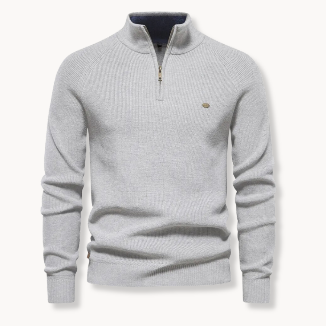 Men’s Sweater – Cotton Blend – Classic Fit – Half-Zip Collar – Ribbed Trim-4