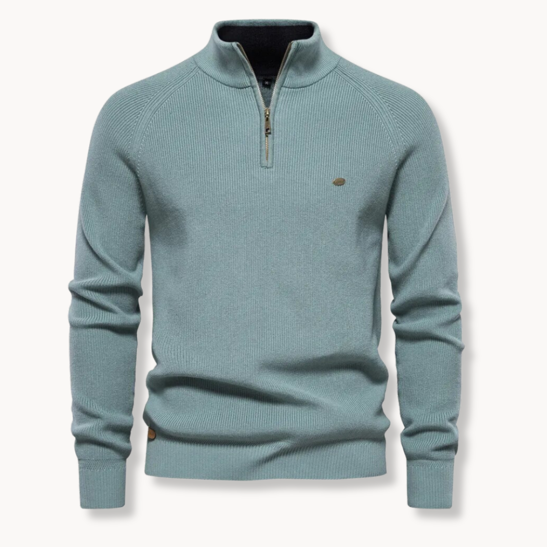 Men’s Sweater – Cotton Blend – Classic Fit – Half-Zip Collar – Ribbed Trim-5