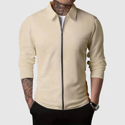 Men’s Zip-Up Sweater – Waffle Knit – Fitted Design – Long Sleeve Casual Wear-1