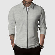 Men’s Zip-Up Sweater – Waffle Knit – Fitted Design – Long Sleeve Casual Wear-4