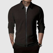 Men’s Zip-Up Sweater – Waffle Knit – Fitted Design – Long Sleeve Casual Wear-2