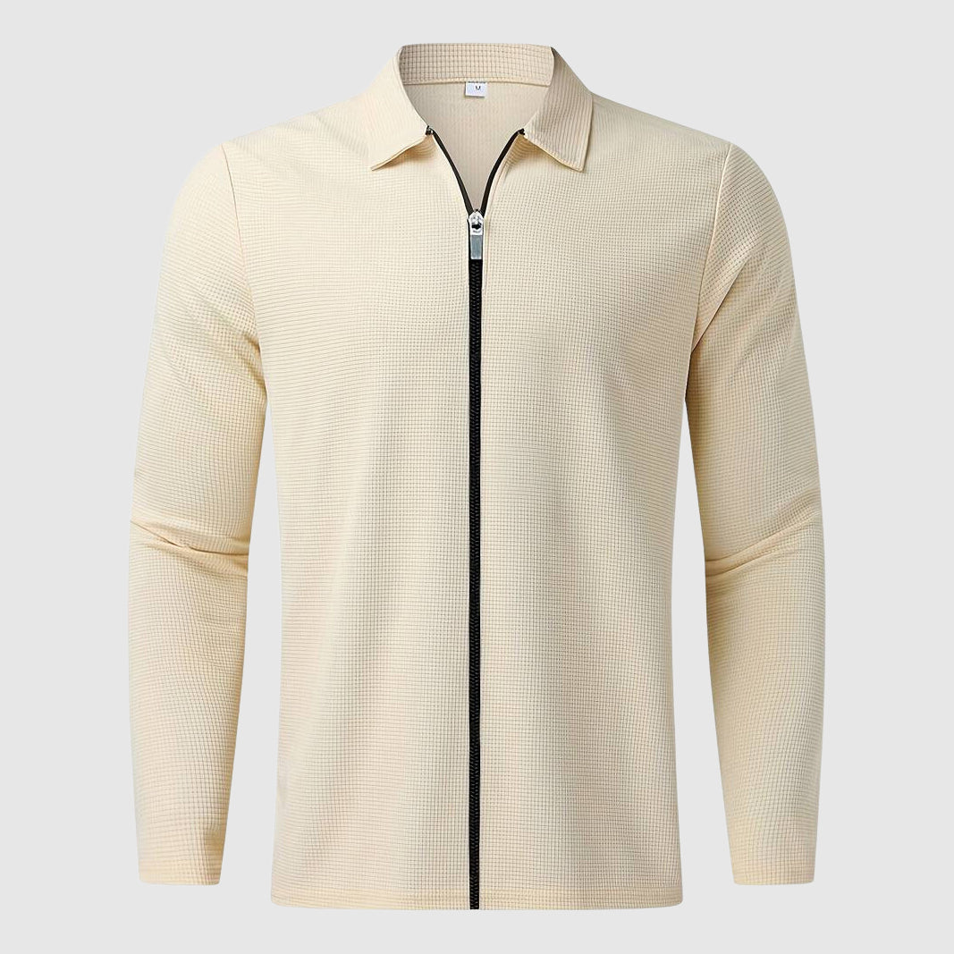 Men’s Zip-Up Sweater – Waffle Knit – Fitted Design – Long Sleeve Casual Wear-6