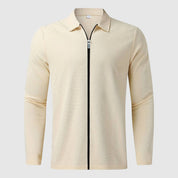 Men’s Zip-Up Sweater – Waffle Knit – Fitted Design – Long Sleeve Casual Wear-6