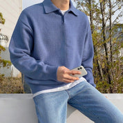 Men’s Polo Sweater – Wool – Relaxed Fit – Buttoned Collar – Ribbed Hem and Cuffs-5