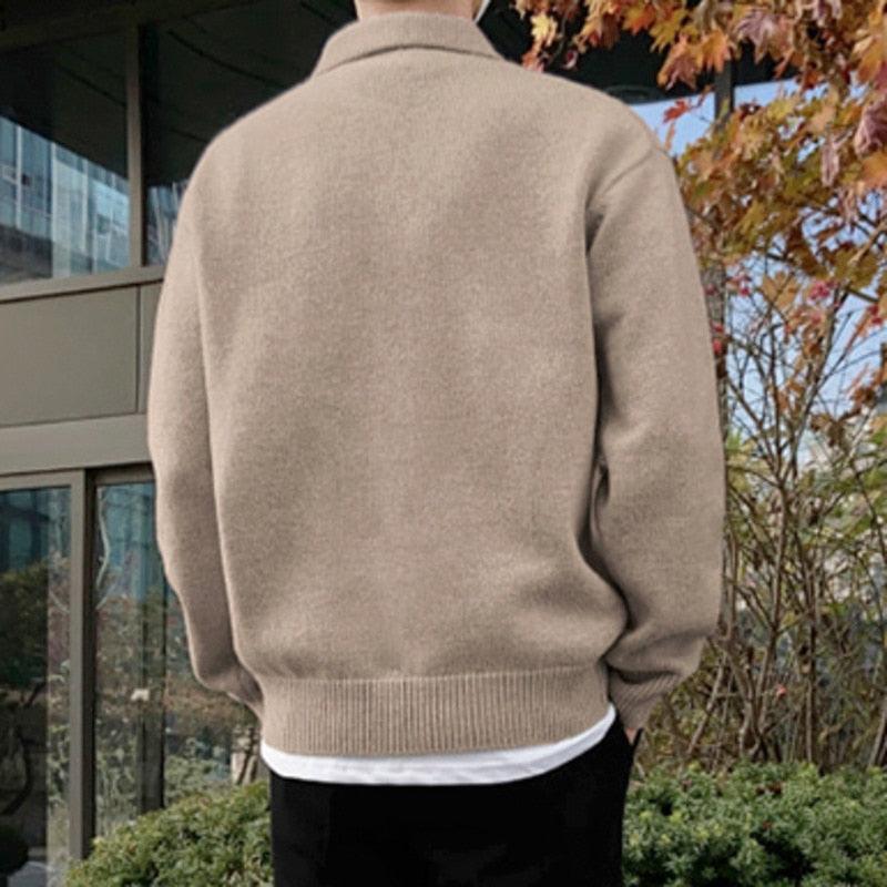 Men’s Polo Sweater – Wool – Relaxed Fit – Buttoned Collar – Ribbed Hem and Cuffs-4