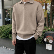 Men’s Polo Sweater – Wool – Relaxed Fit – Buttoned Collar – Ribbed Hem and Cuffs-3