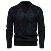 Men’s Argyle Sweater - Crew Neck - Knitted - Long Sleeve - Classic Pattern-3