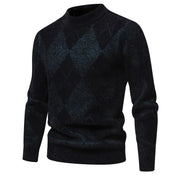 Men’s Argyle Sweater - Crew Neck - Knitted - Long Sleeve - Classic Pattern-6