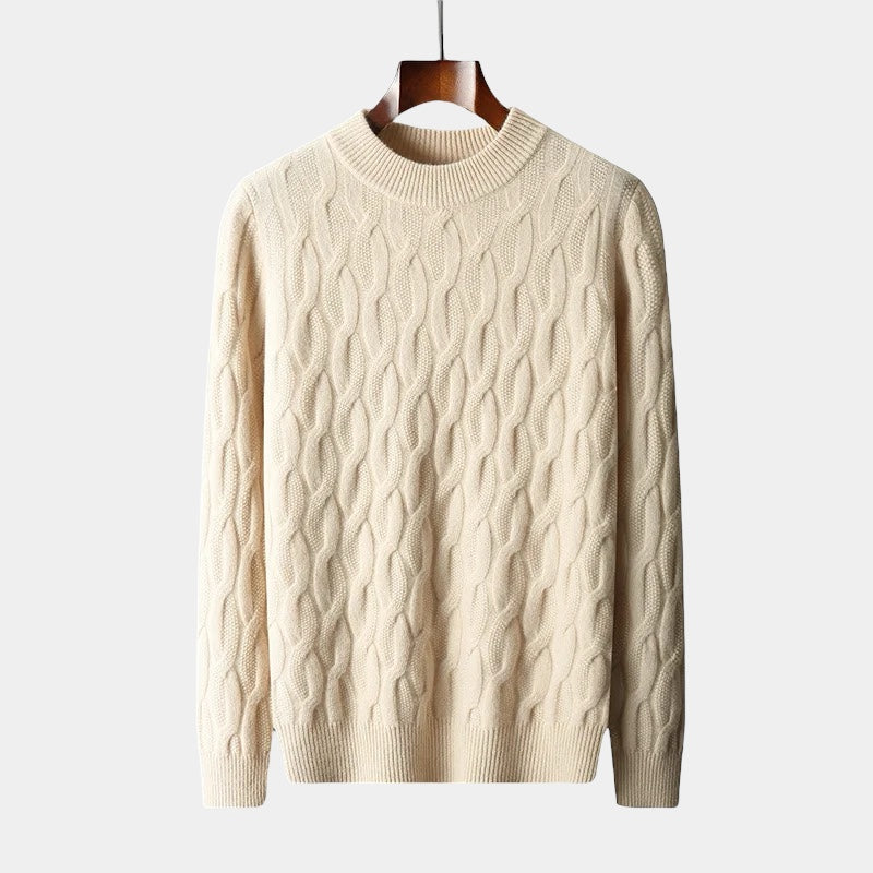 Unisex Cashmere Sweater – Relaxed Fit – Cable Knit – Ribbed Crew Neck-2