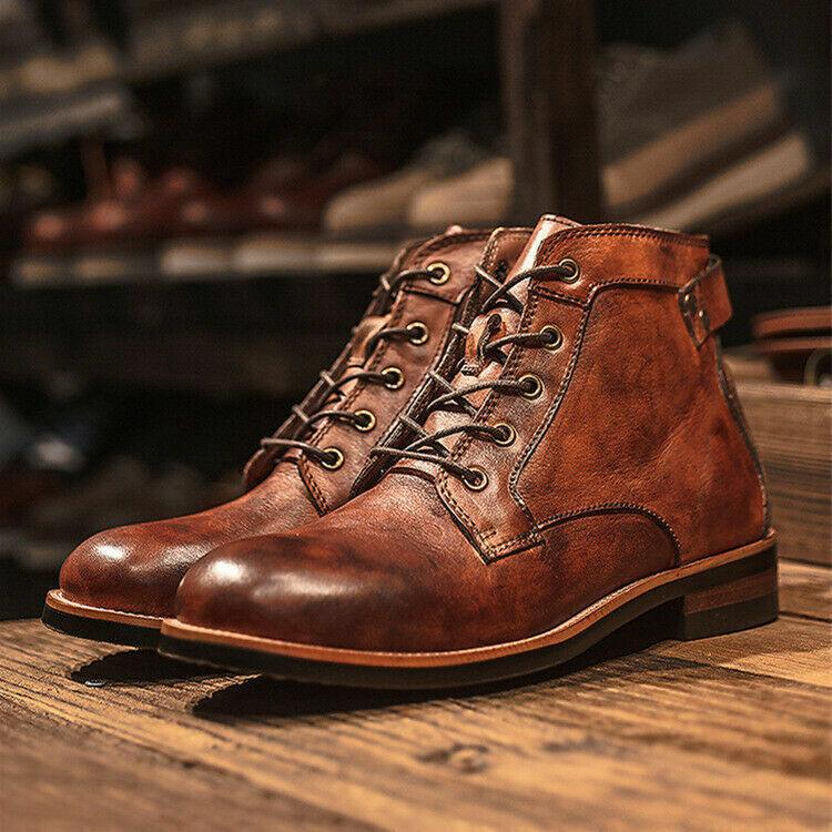 Men's Leather Lace-Up Ankle Boots-2