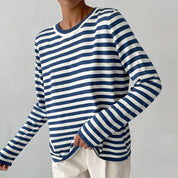 Striped knitting sweater for women with a classic design-2