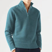 Men's Quarter-Zip Sweater - Soft Knit Fabric - High Collar - Ribbed Cuffs & Hem-2