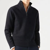 Men's Quarter-Zip Sweater - Soft Knit Fabric - High Collar - Ribbed Cuffs & Hem-4