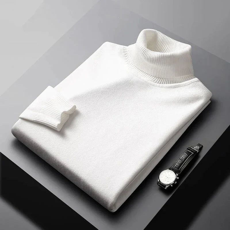 Men’s Turtleneck Sweater - Knitted - Slim Fit - Long Sleeve Warm Pullover-4