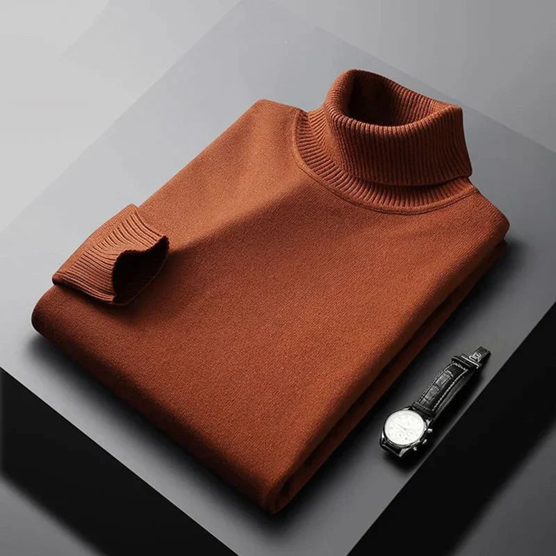 Men’s Turtleneck Sweater - Knitted - Slim Fit - Long Sleeve Warm Pullover-2
