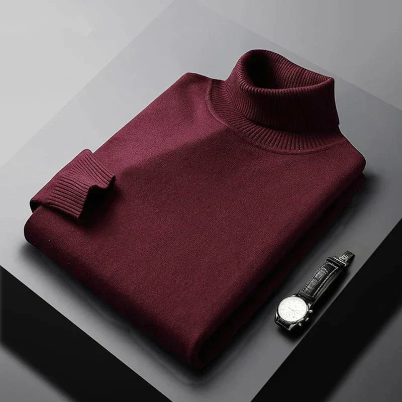 Men’s Turtleneck Sweater - Knitted - Slim Fit - Long Sleeve Warm Pullover-1