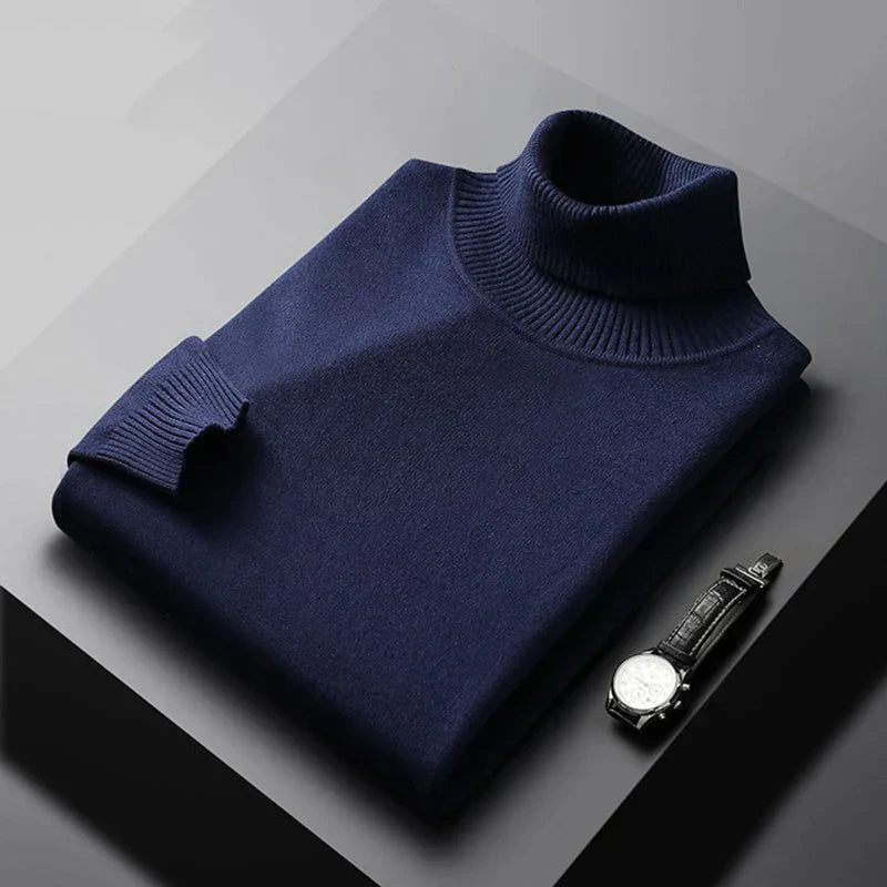 Men’s Turtleneck Sweater - Knitted - Slim Fit - Long Sleeve Warm Pullover-6