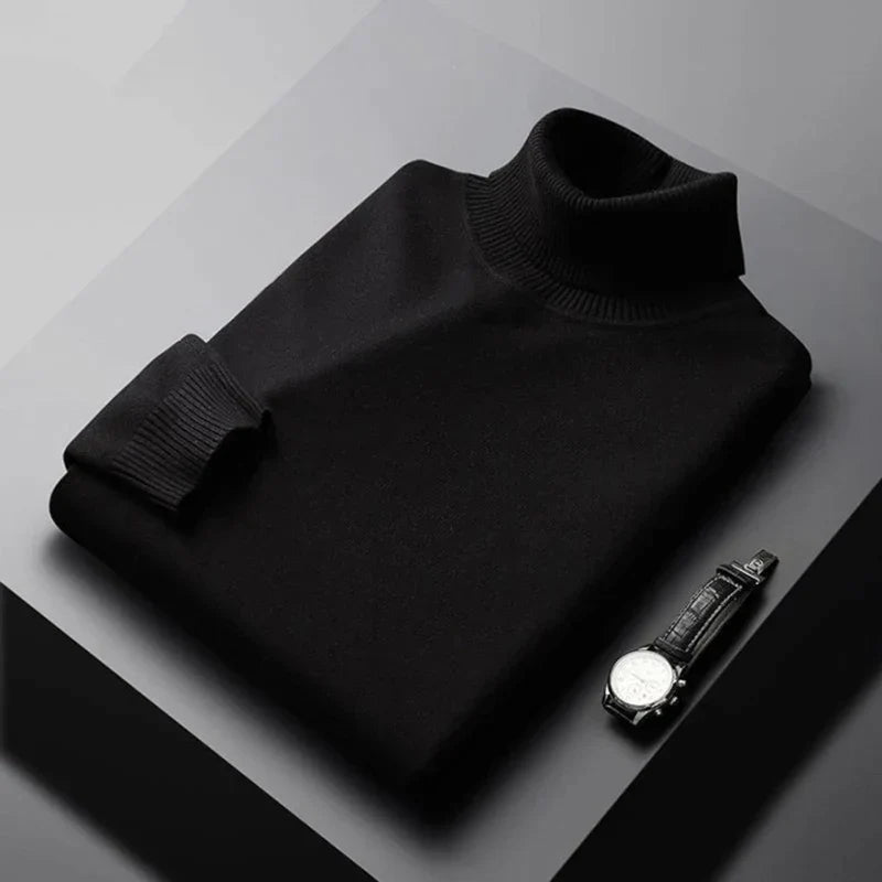 Men’s Turtleneck Sweater - Knitted - Slim Fit - Long Sleeve Warm Pullover-3