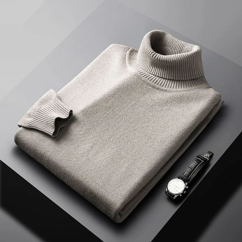 Men’s Turtleneck Sweater - Knitted - Slim Fit - Long Sleeve Warm Pullover-5