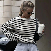 Striped long -sleeved shirt for autumn/winter - comfortable & stylish-2