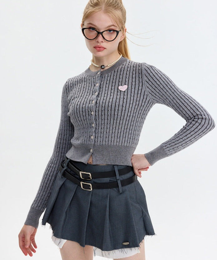 Knitted cardigan with long sleeves and embroidered top-5