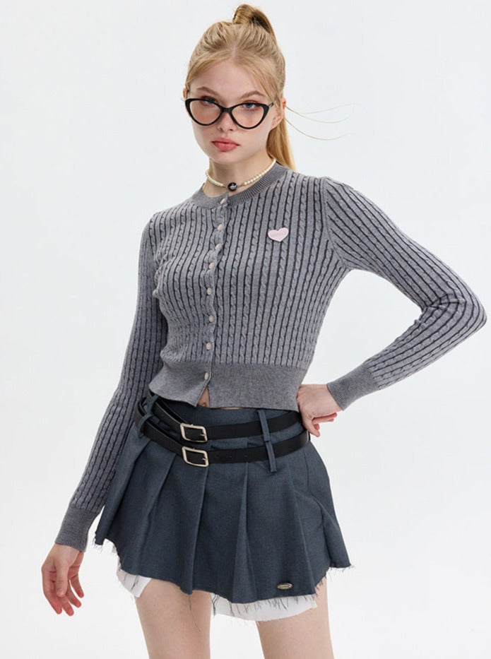 Knitted cardigan with long sleeves and embroidered top-5