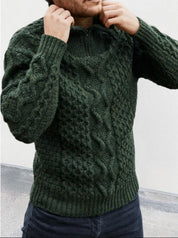 Men’s Knit Sweater – Cable Knit – High Neck Zip – Regular Fit – Ribbed Hem Cuffs-2