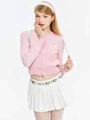 Knitted cardigan with long sleeves and embroidered top-1