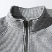 Men’s Half-Zip Sweatshirt – Ribbed Knit – Relaxed Fit – Stand Collar Casual Pullover-4
