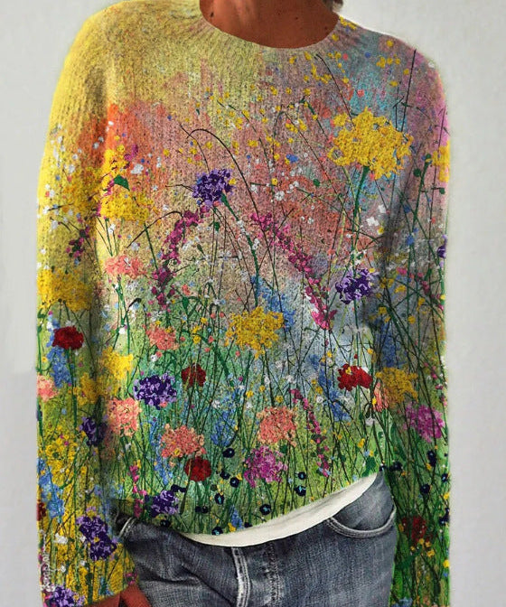 Sweater for women with 3D flower pressure, ideal for women-3