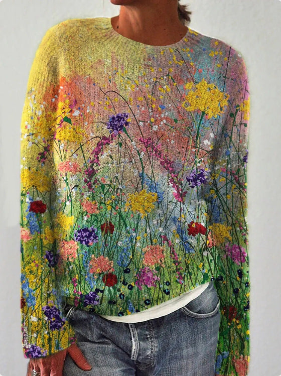 Sweater for women with 3D flower pressure, ideal for women-3