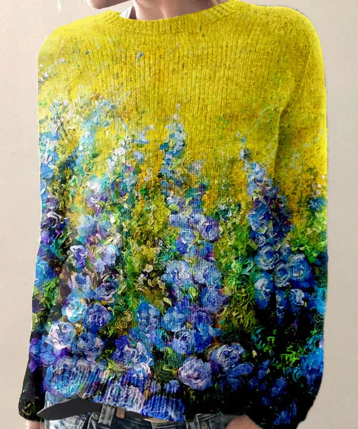 Sweater for women with 3D flower pressure, ideal for women-2