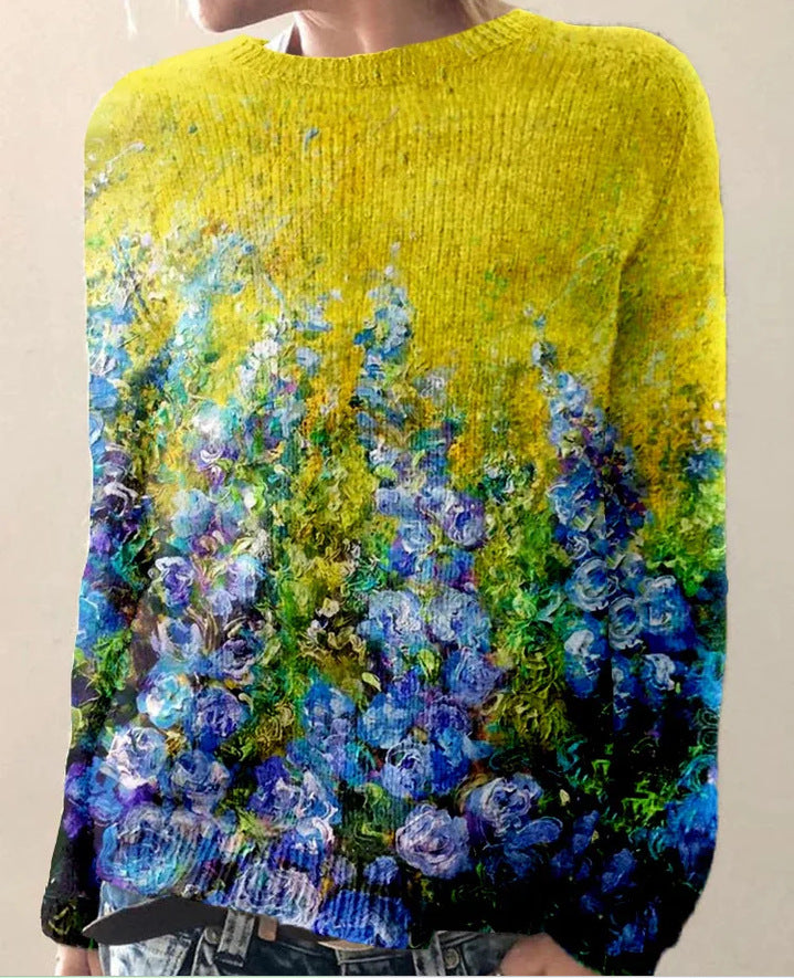 Sweater for women with 3D flower pressure, ideal for women-2