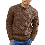 Men’s Pullover Sweater – Slim Fit – Cable Knit Wool Blend – Ribbed Trim Casual Wear-3