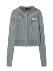 Knitted cardigan with long sleeves and embroidered top-4