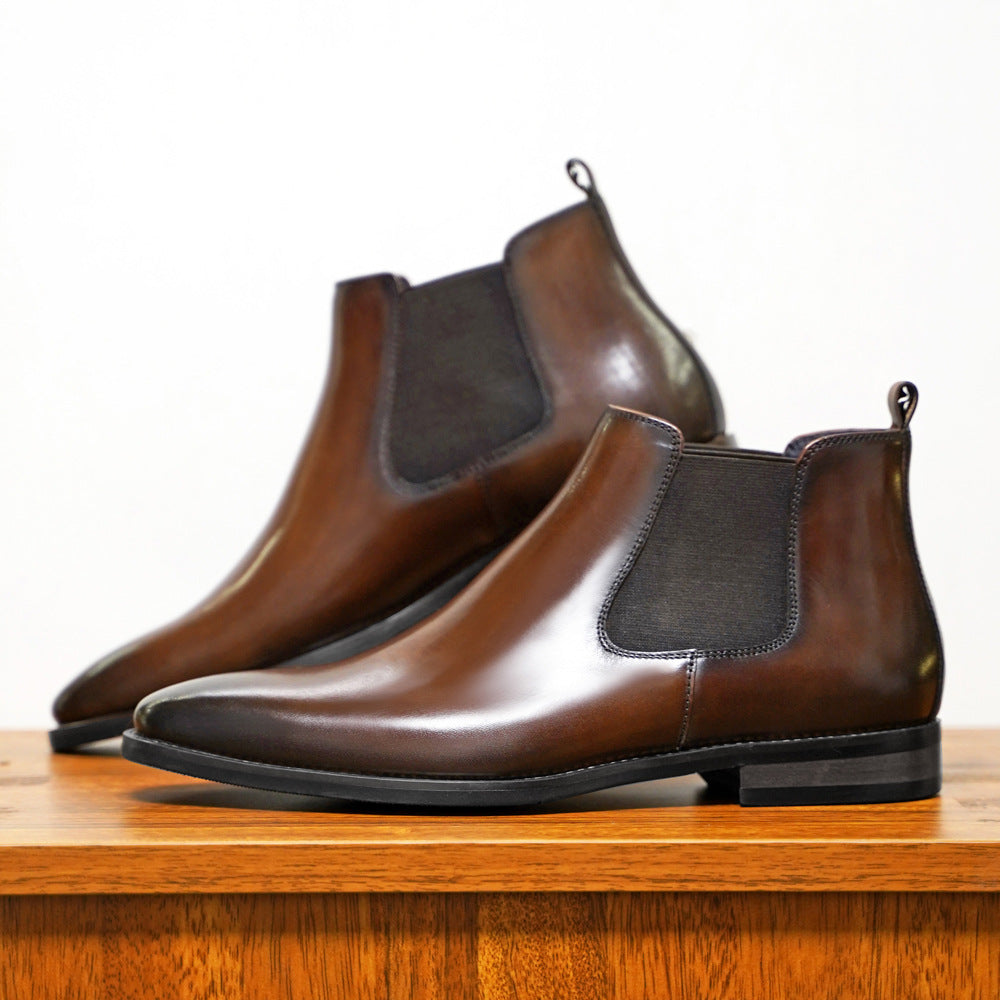 Men’s Chelsea Boots – Leather – Slim Fit – Ankle Height – Slip-On Elastic Panel-2
