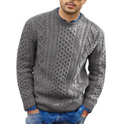 Men’s Pullover Sweater – Slim Fit – Cable Knit Wool Blend – Ribbed Trim Casual Wear-4