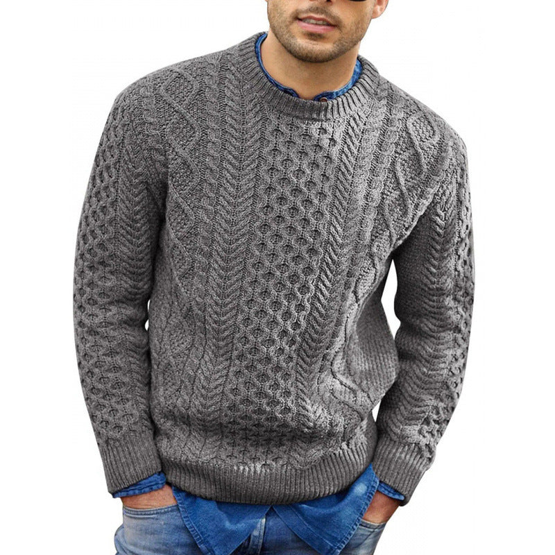 Men’s Pullover Sweater – Slim Fit – Cable Knit Wool Blend – Ribbed Trim Casual Wear-4
