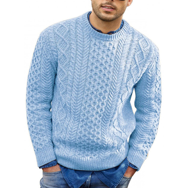 Men’s Pullover Sweater – Slim Fit – Cable Knit Wool Blend – Ribbed Trim Casual Wear-2