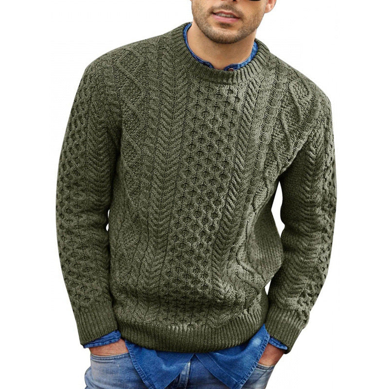 Men’s Pullover Sweater – Slim Fit – Cable Knit Wool Blend – Ribbed Trim Casual Wear-5